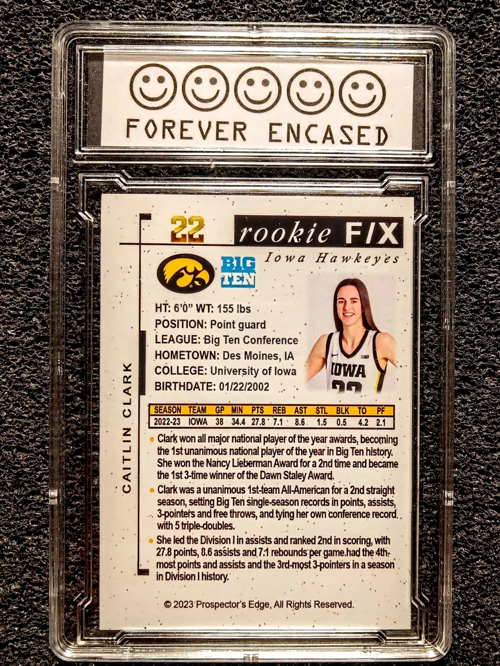 Caitlin Clark Iowa Haykeyes Cracked Ice Baseketball Rookie Card
